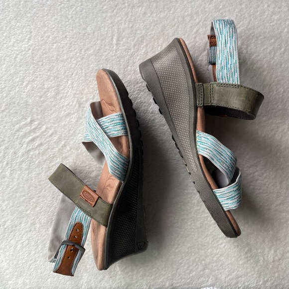 Keen Wedge Sandals Blue/Green Size 7 - Picture 8 of 10